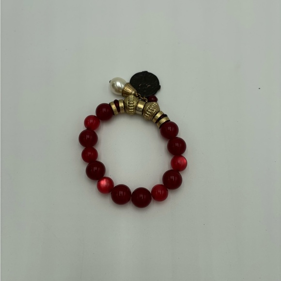 #246 New Chicos Ruby and Stone 3 piece set in gold tone setting. Beautiful Reds - Picture 5 of 8